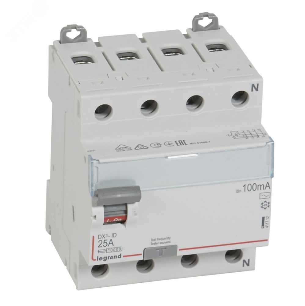 legrand 411712 вдт устройство защитного отключения dx3 4р 25a 100ма тип ас