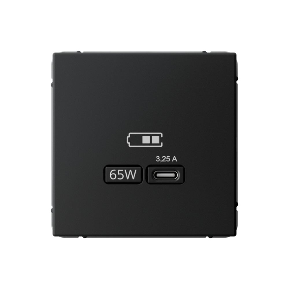 System Electric ArtGallery механизм розетки тип-С 65Вт высокоскорос, зарядка QC,PD, карбон GAL001027