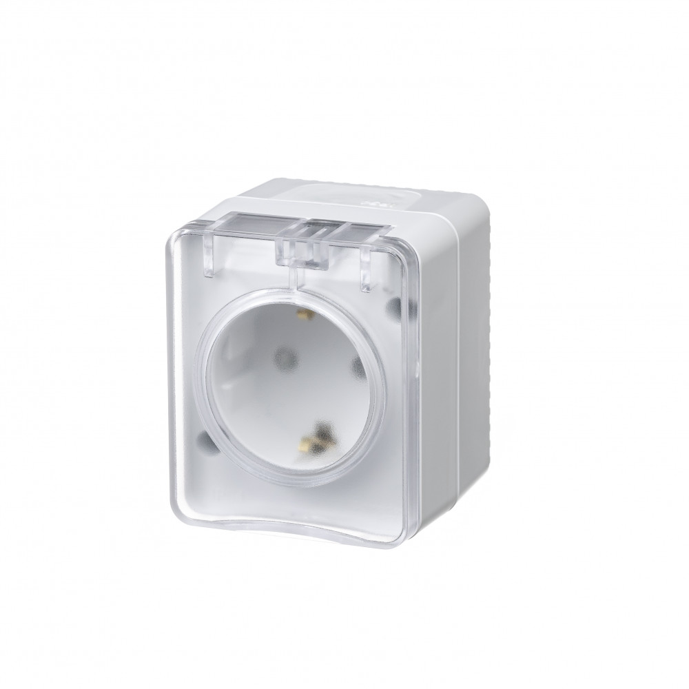 AtlasDesign Profi54 O/У Розетка с заземлением со шторками 16А 250B белый IP54
