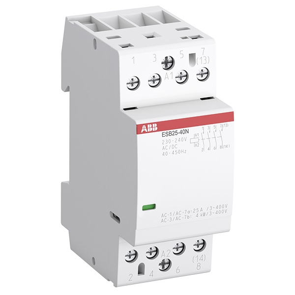 Контактор ESB25-40N-06 модульный (25А АС-1, 4НО), катушка 230В AC/DC