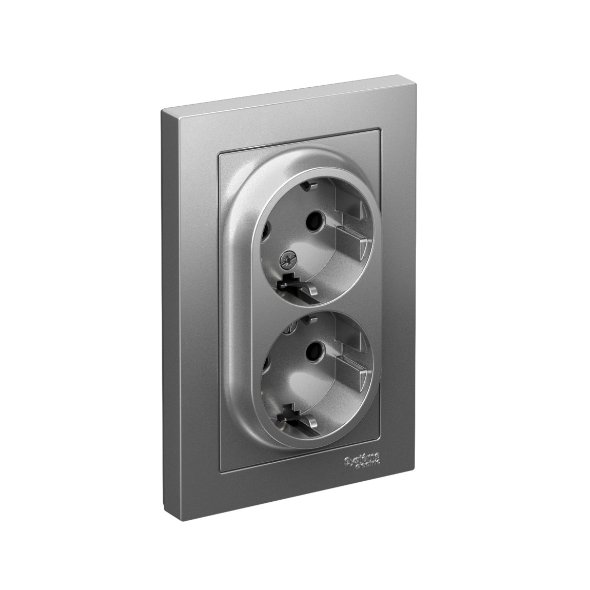 systeme electric atlasdesign розетка 2-я с заземлением сталь