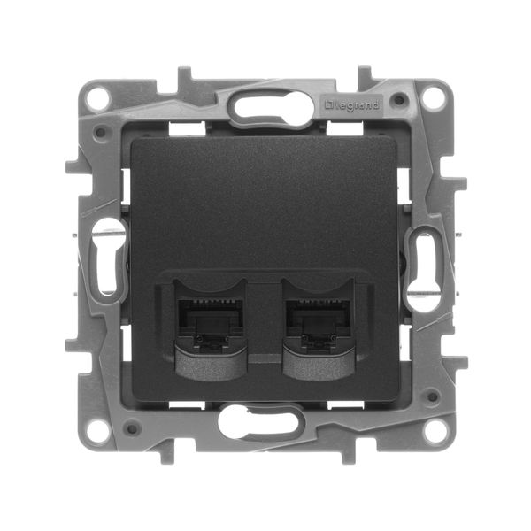 legrand etika розетка компьютерная 2-я rj-45 utp 8 контактов 1 выход 5 кат. антрацит