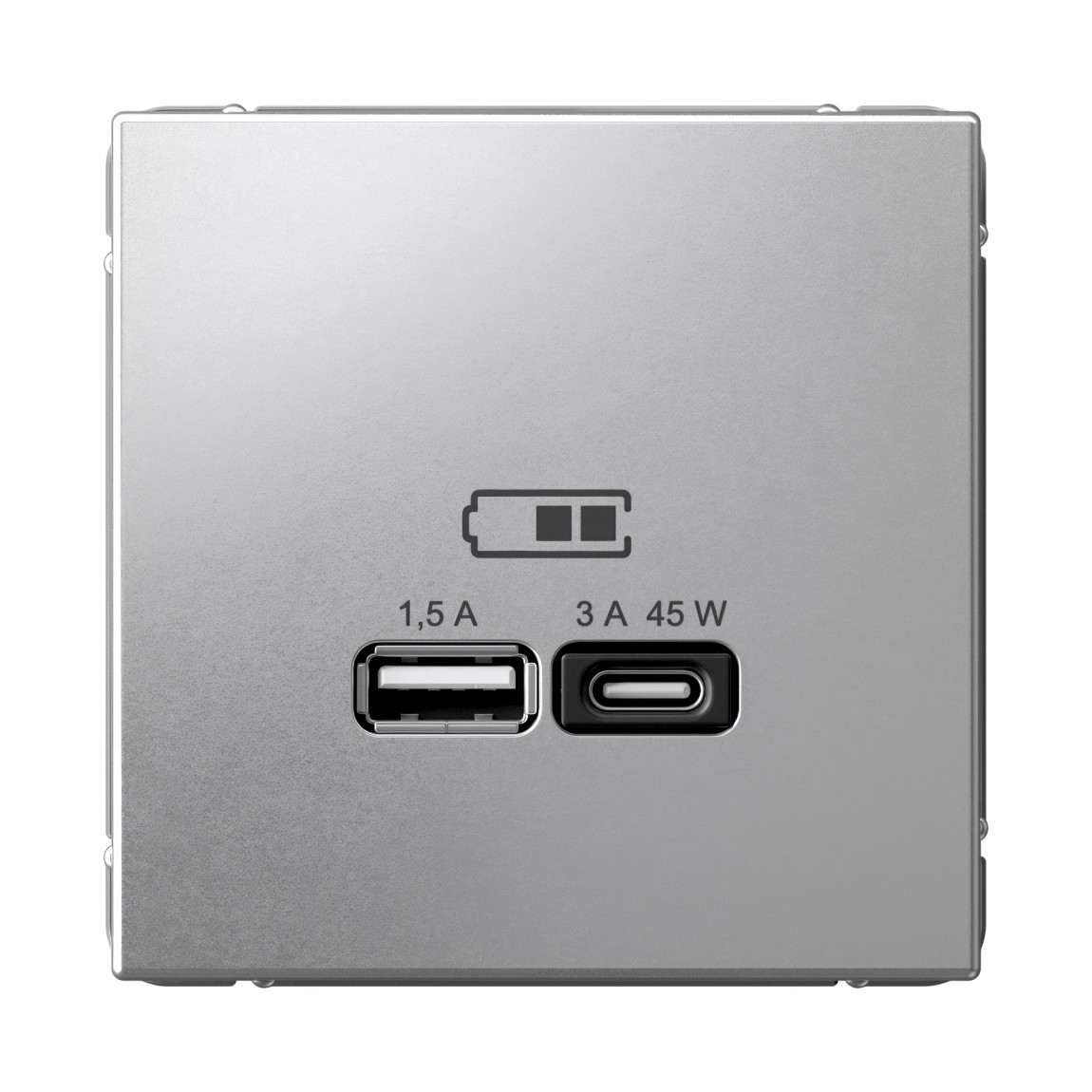  system electric artgaller розетка 2-я usb+usb type c ,45вт; 5в /1,5-3а ввысокоск. алюмин. gal000329