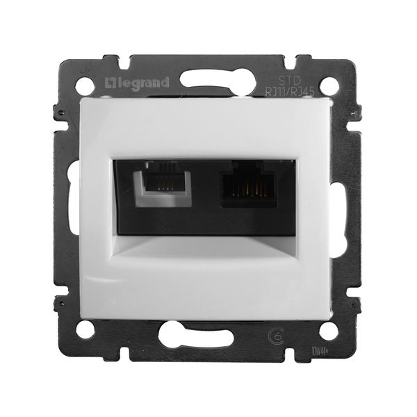 legrand valena розетка компьютерная rj-45 кат.6 utp+розетка телефонная rj-11 белая