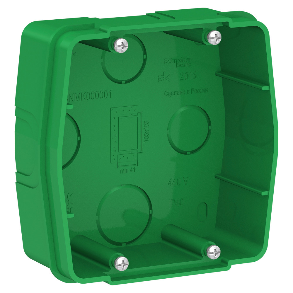 Коробка монтажная для вн.установки для силовых розеток зеленая Schneider Electric