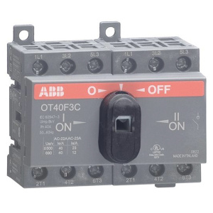 авв реверсивный рубильник ot 40f3с до 40а 3х-полюсный для установки на din-рейку или монтажную плату (с резерв. ручкой)