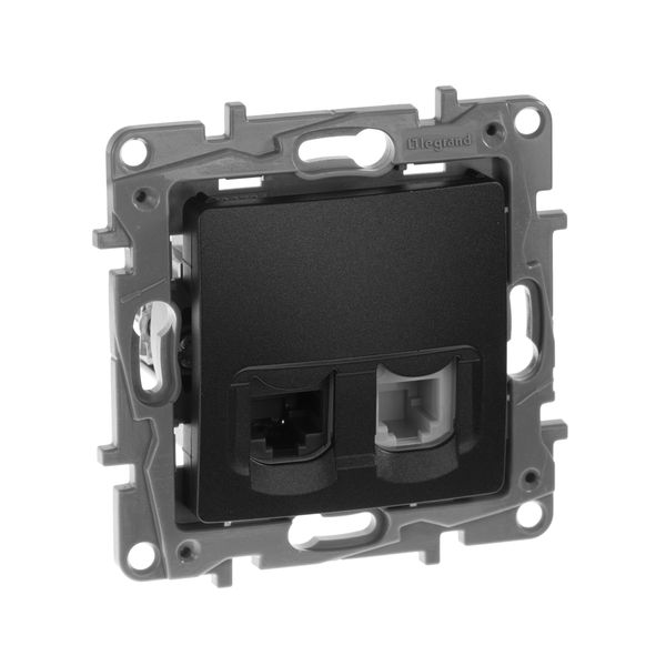 legrand etika розетка компьютерная rj-45 кат.5 utp+розетка телефонная rj-11 антрацит