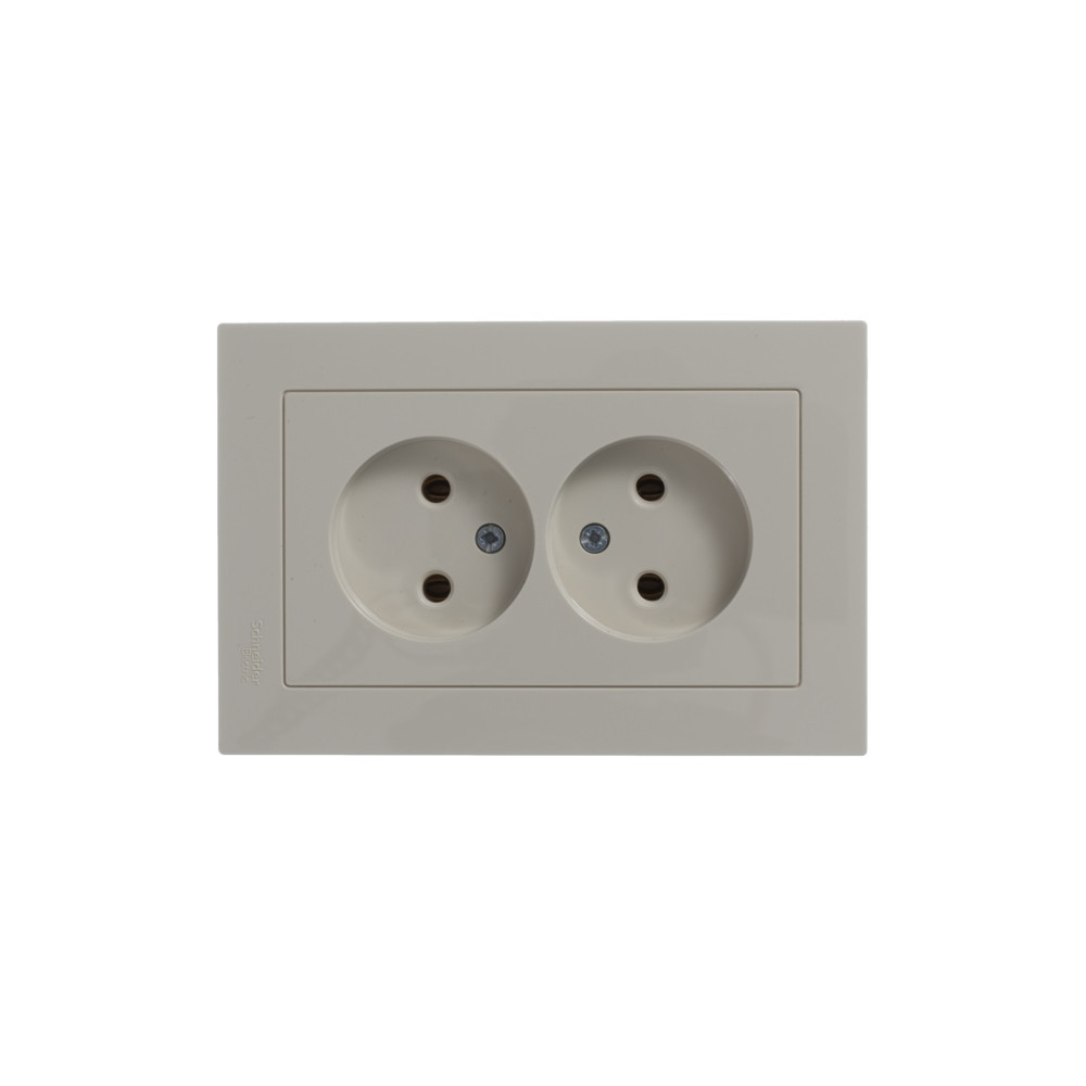 systeme electric atlasdesign, розетка 2-я без заземления бежевый atn000220