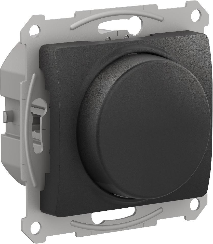 System Electric Glossa светорегулятор поворотно-нажимной 10-400 Вт/ВА, для LED 3-150 Вт/ВА антрацит