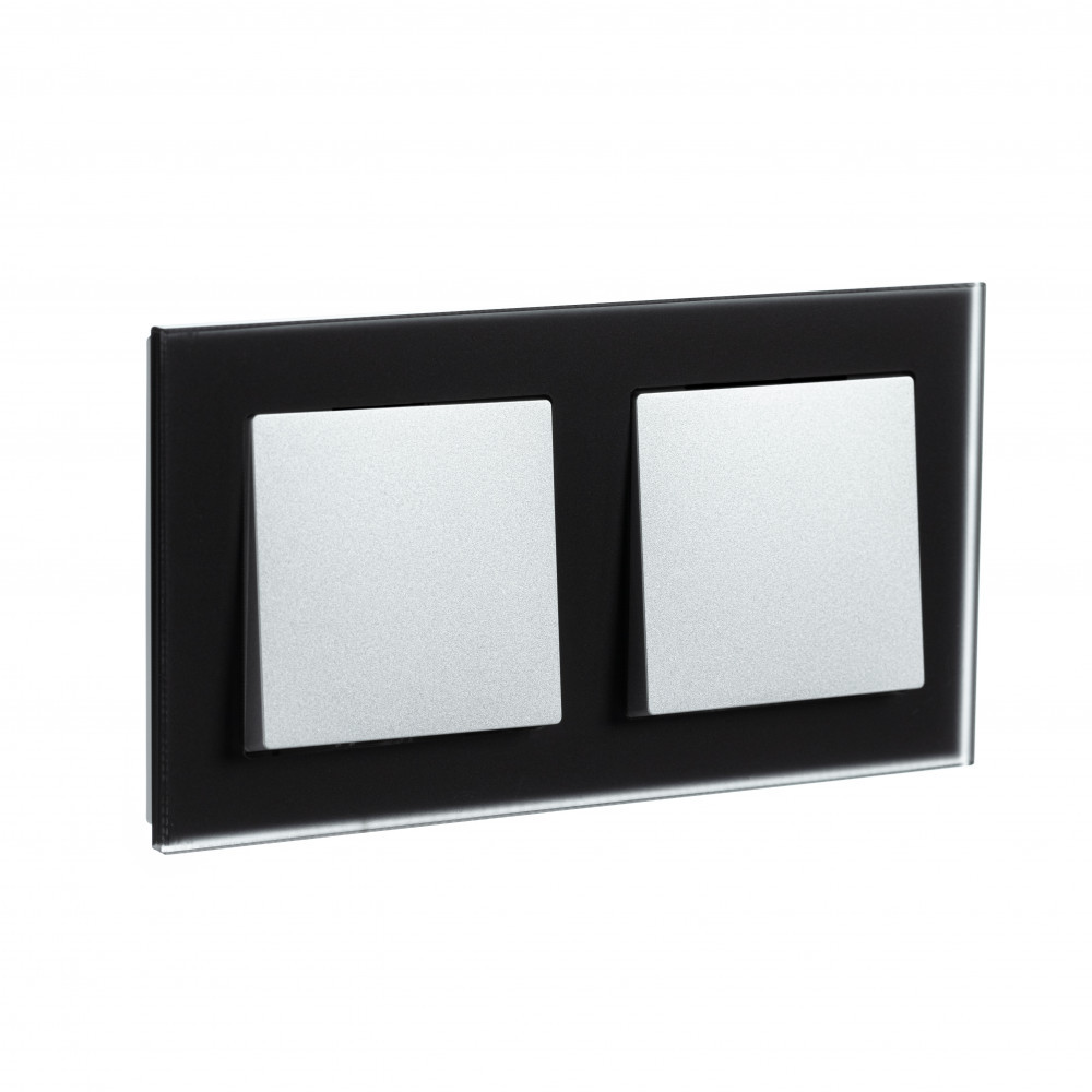 systeme electric atlasdesign nature стекло рамка 2-я универсальная матовый черный  atn331002