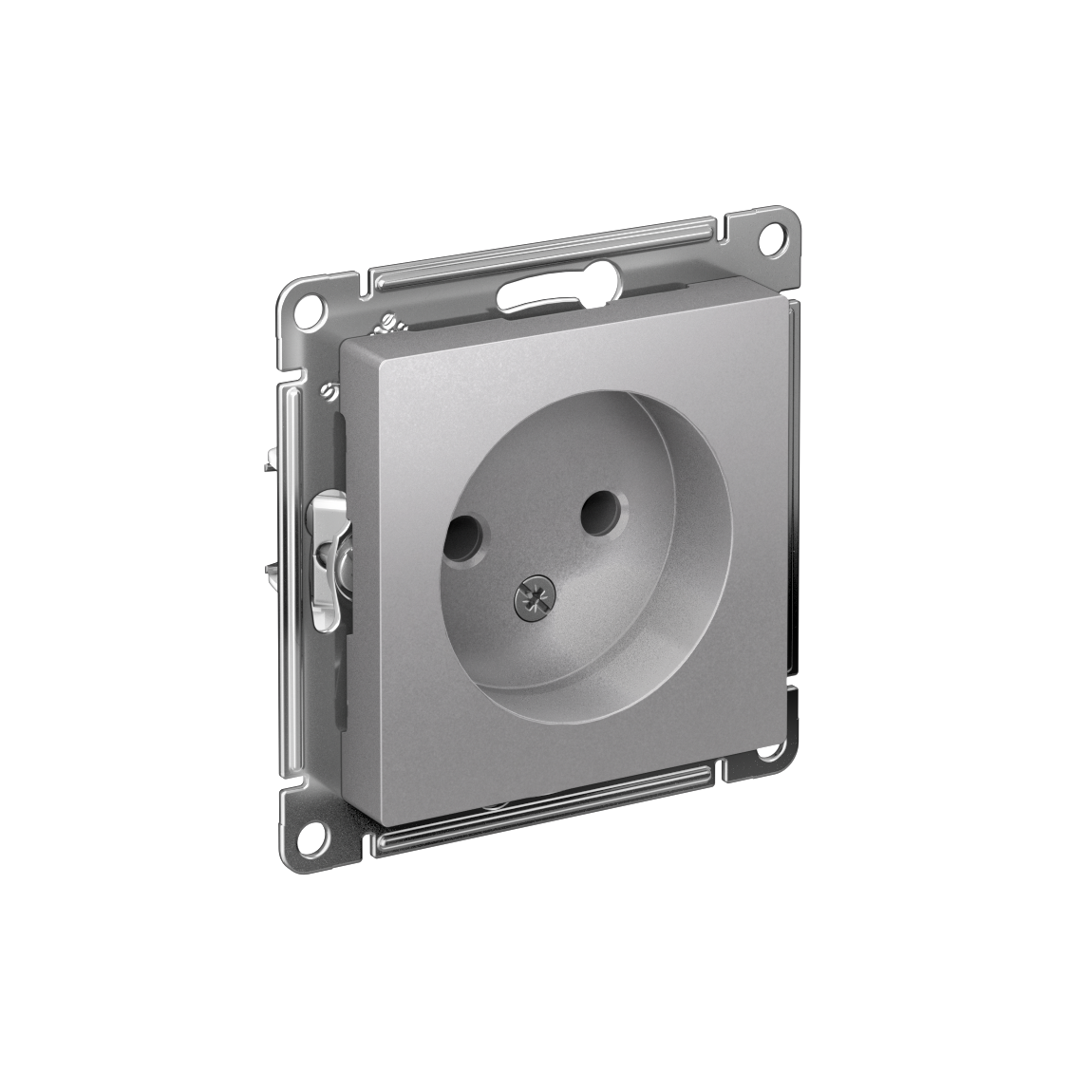 Systeme Electric ATLASDESIGN, розетка 1-я без заземления алюминий ATN000341