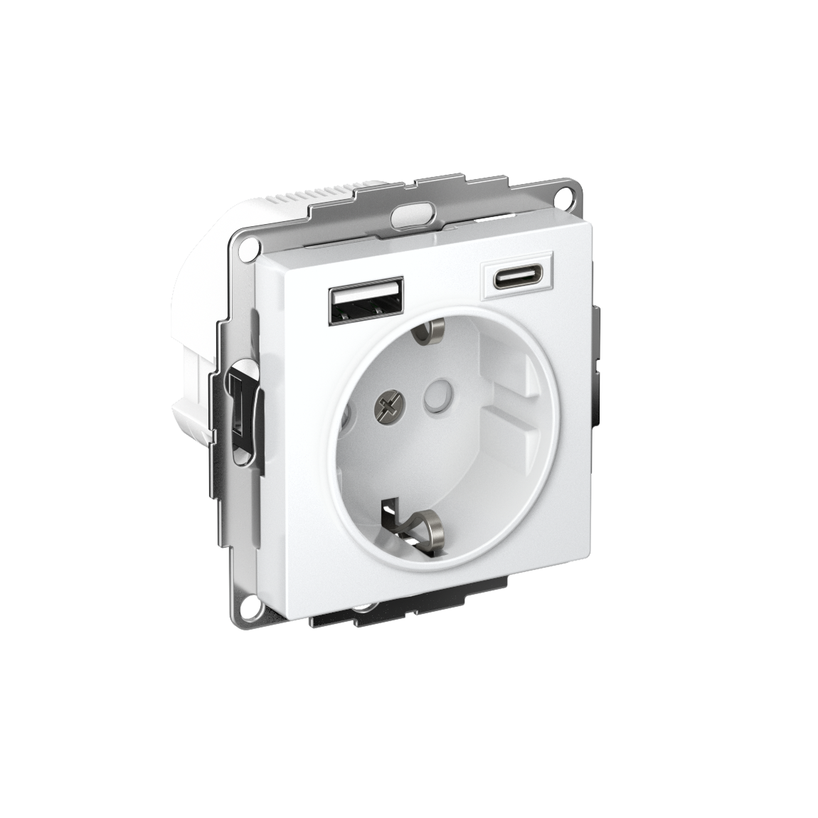 Systeme Electric ATLASDESIGN Розетка с заземлением 16А+2USB A+С, (5В/2,4А/3 А, 2х5В/1,5А) лотос 