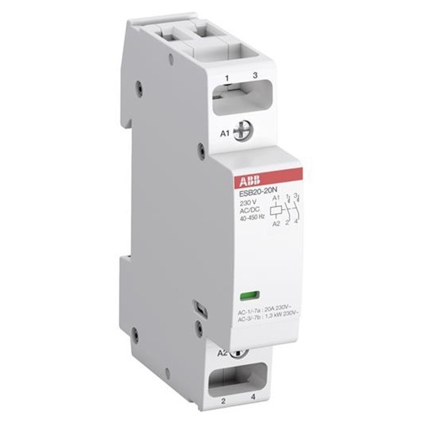 Контактор ESB20-11N-01 модульный (20А АС-1, 1НО+1НЗ), катушка 24В AC/DC