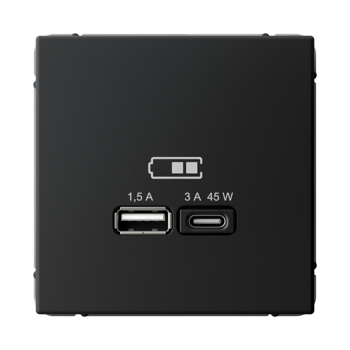  system electric artgaller розетка 2-я usb+usb type c , 45вт; 5в /1,5-3а ввысокоск. карбон gal001029