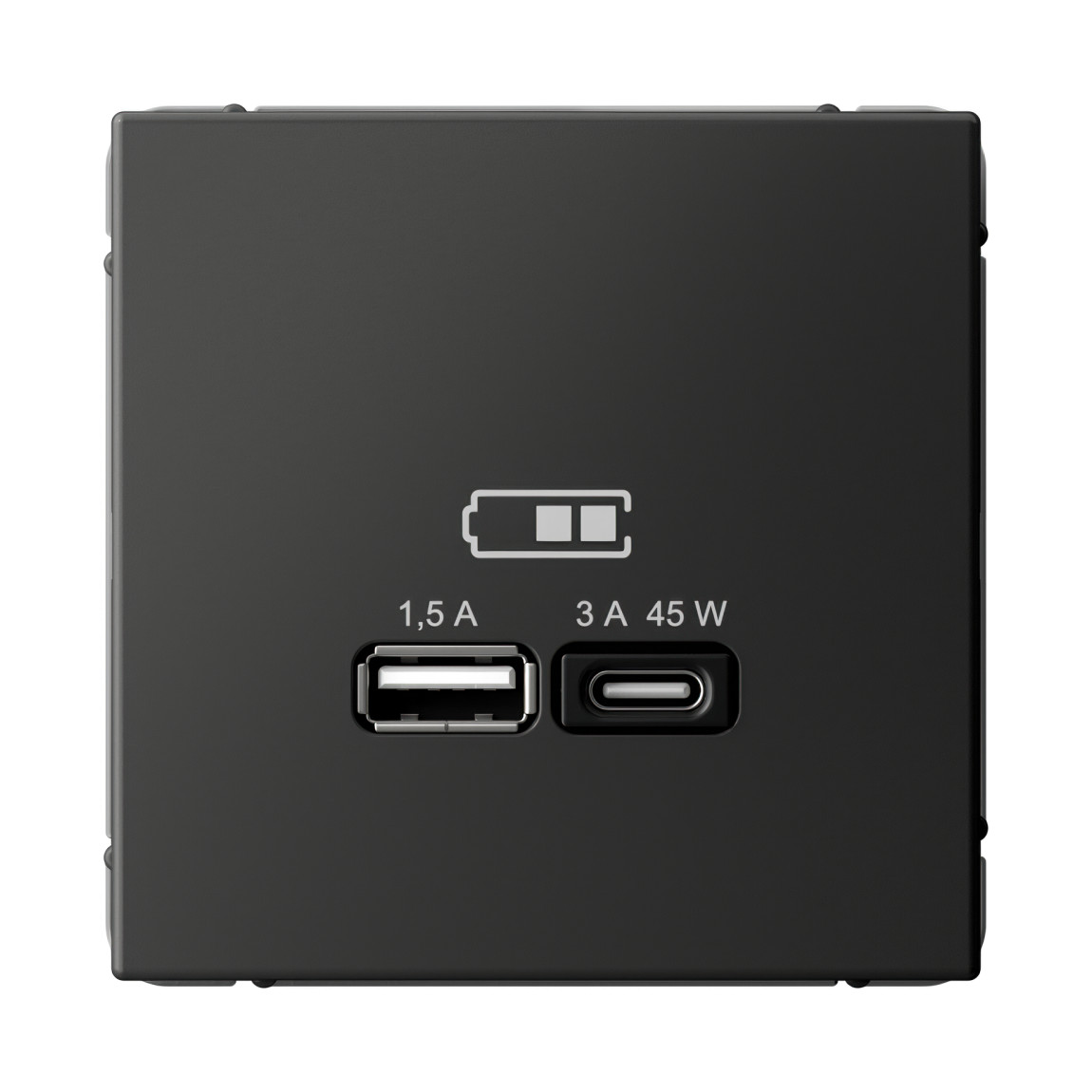 system electric artgaller розетка 2-я usb+usb type c, 45вт; 5в / 1,5-3а ввысокоскор. базальт gal001429
