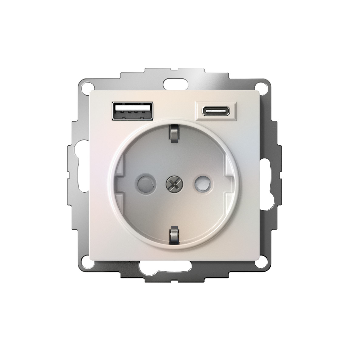 systeme electric atlasdesign розетка с заземлением 16а+2usb а+с,(5в/2,4а/3 а, 2х5в/1,5а) жемчуг  