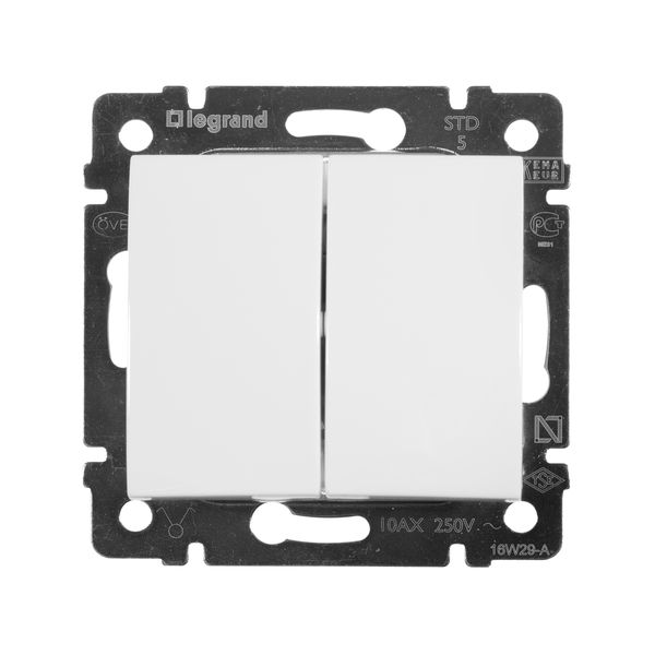legrand valena выключатель 2 клавишный белый