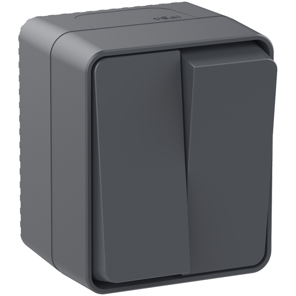 atlasdesign profi54 о/у выключатель 2-клавишный 10а антрацит ip54 atn544051