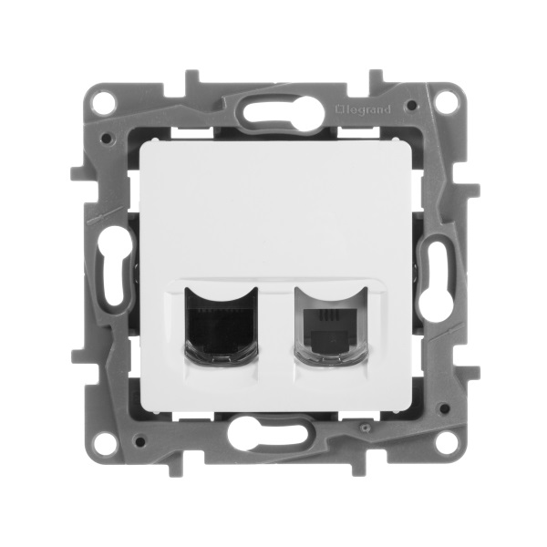 legrand etika розетка компьютерная rj-45 кат.5 utp+розетка телефонная rj-11 белая