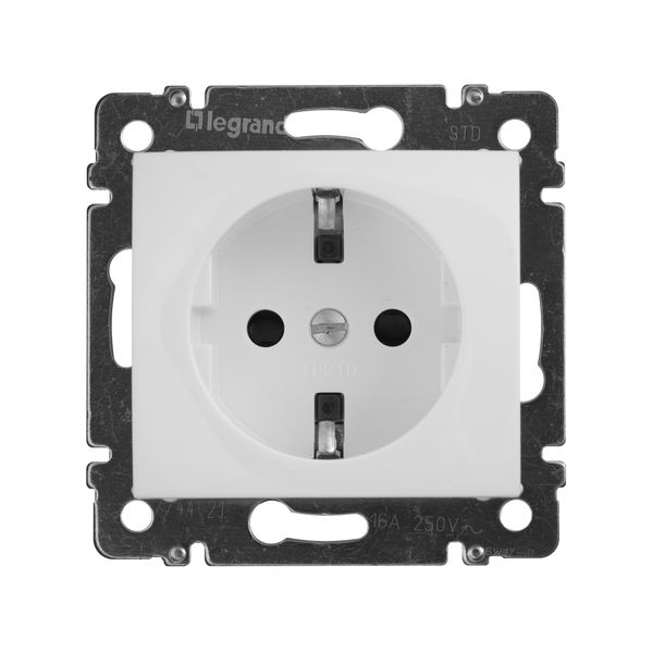 legrand valena розетка 1-я с заземлением со шторками белый