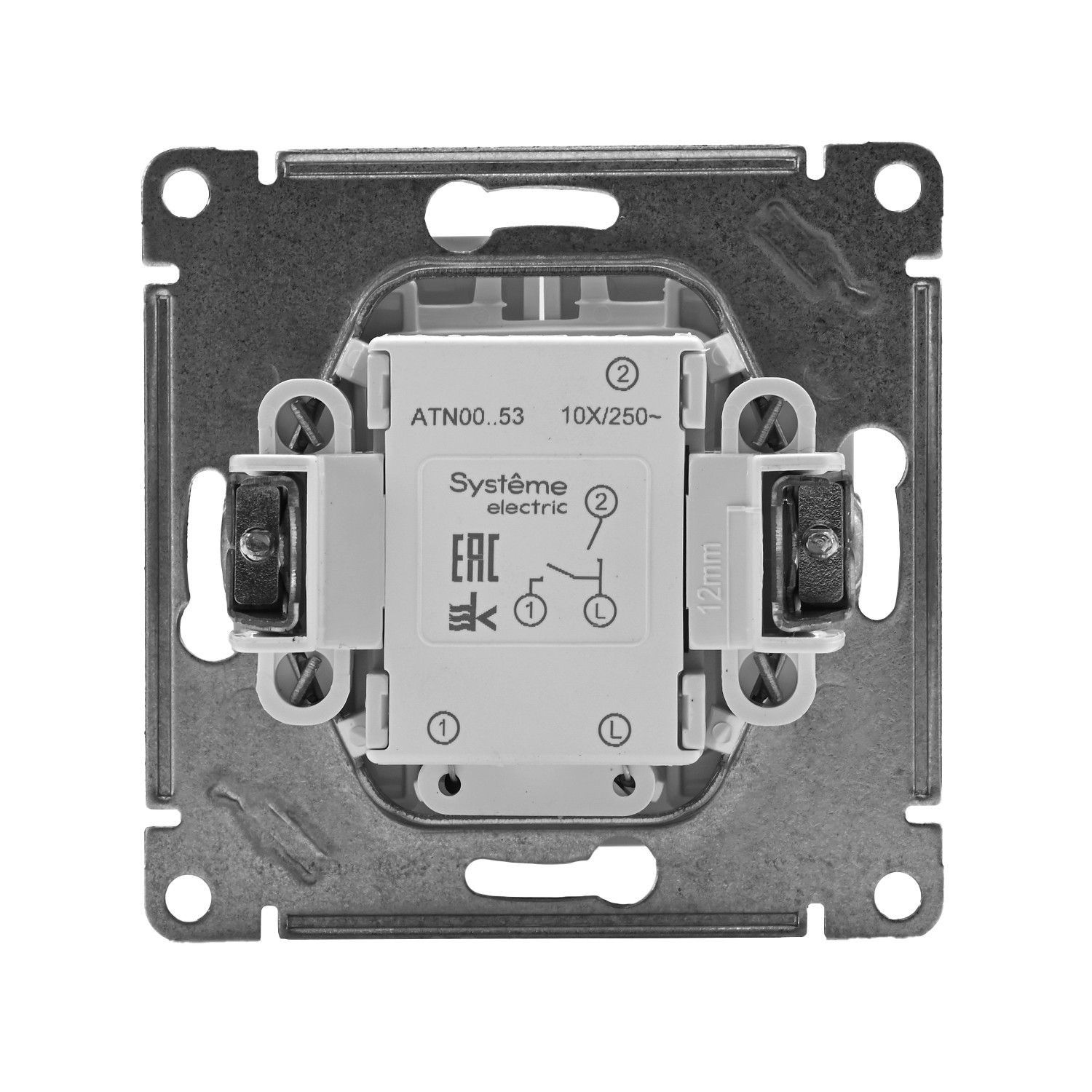 systeme electric atlasdesign, выключатель 2-клавишный с подсветкой белый atn000153