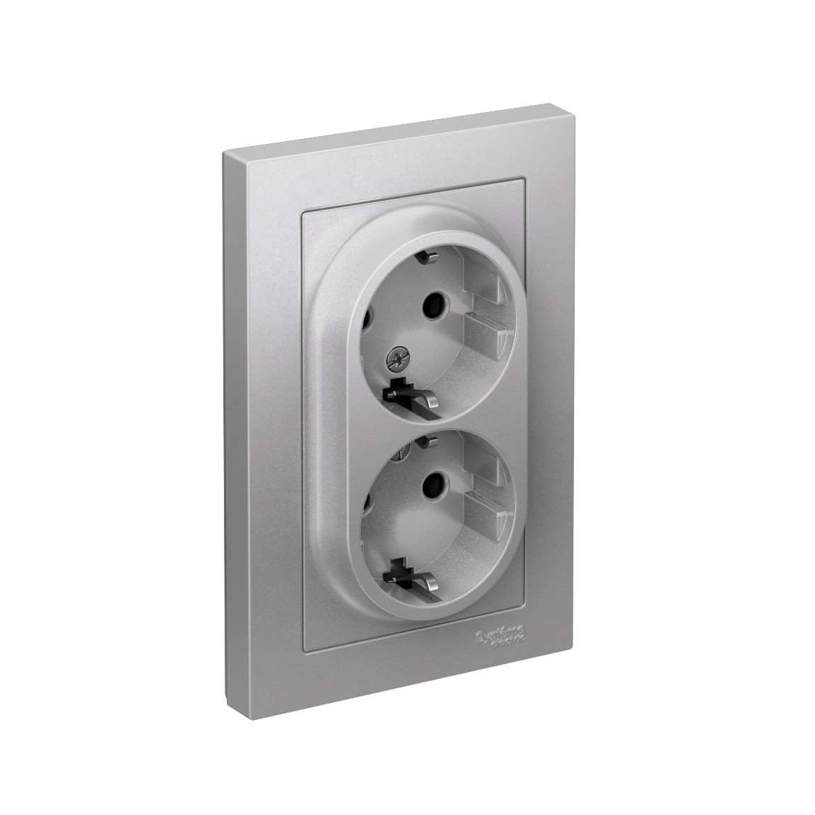 systeme electric atlasdesign, розетка 2-я с заземлением алюминий atn000324