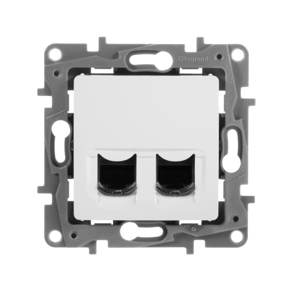 legrand etika розетка компьютерная 2-я rj-45 utp 8 контактов 2 выхода 6 кат. белая
