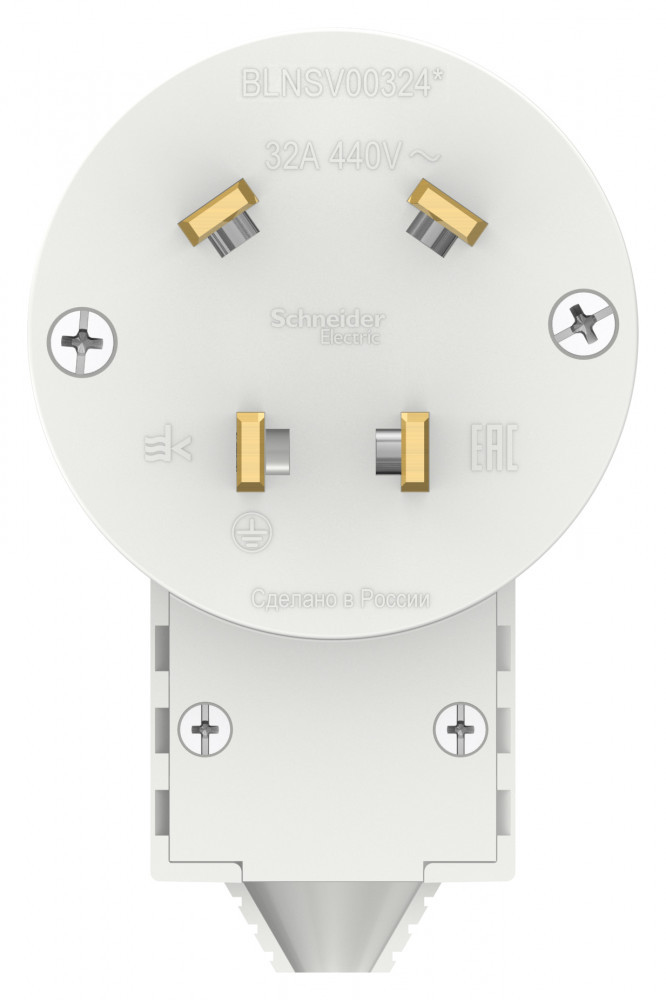 вилка силовая с заземлением 3к+з 32а 440в белый schneider electric