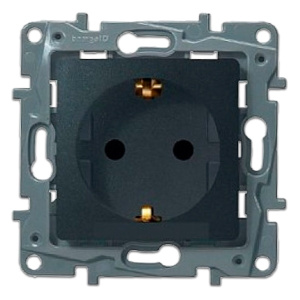 legrand etika розетка 1-я с заземлением антрацит