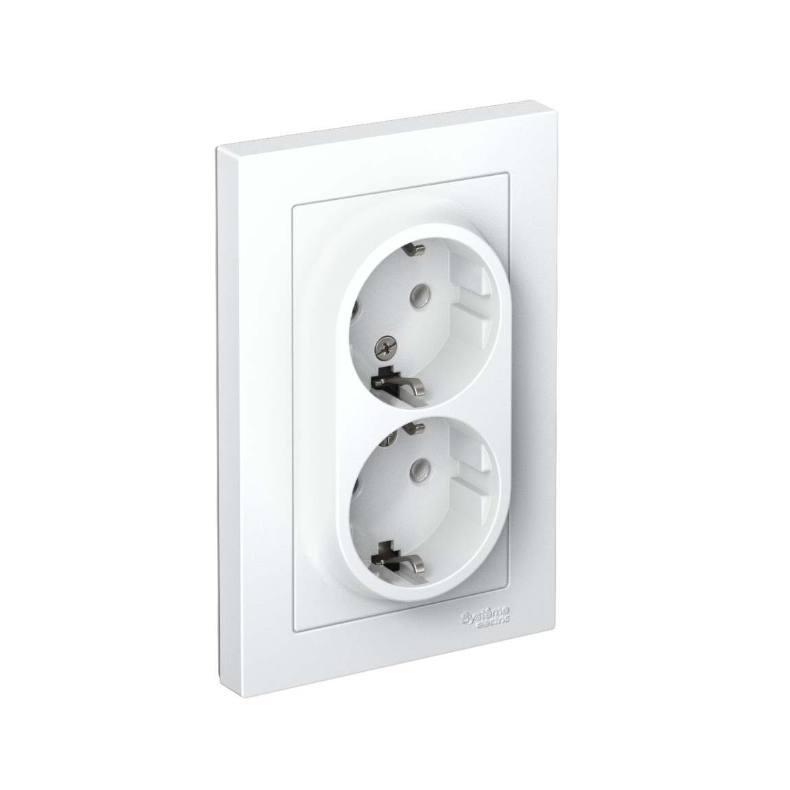 systeme electric atlasdesign, розетка 2-я с заземлением белый atn000124
