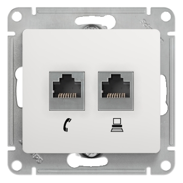System Electric Glossa розетка двойная RJ11+RJ45 5е кат. белый