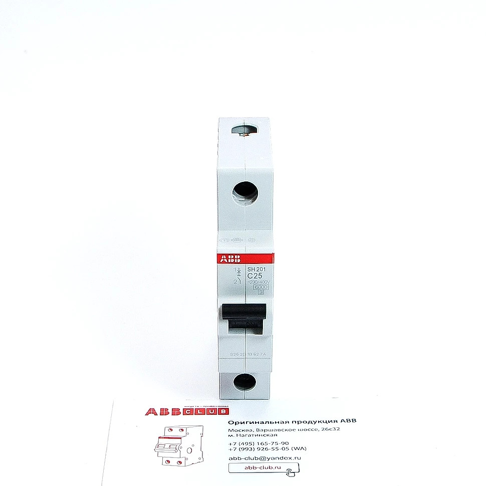 abb автоматический выключатель sh201 (хар-ка c) 1p с25а 6ka 2cds211001r0254