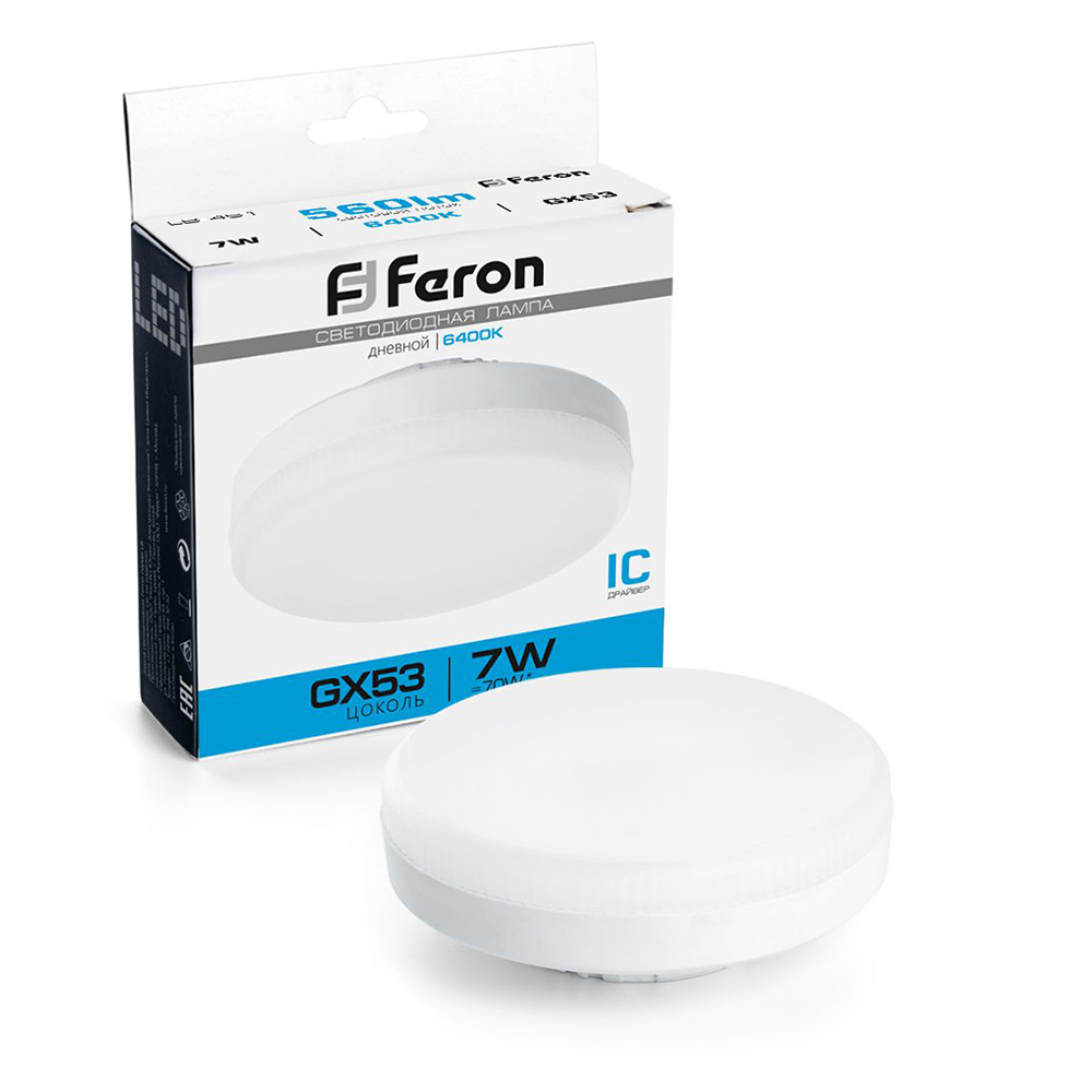 Лампа светодиодная LB-451 GX53 7W 6400K Feron 25866