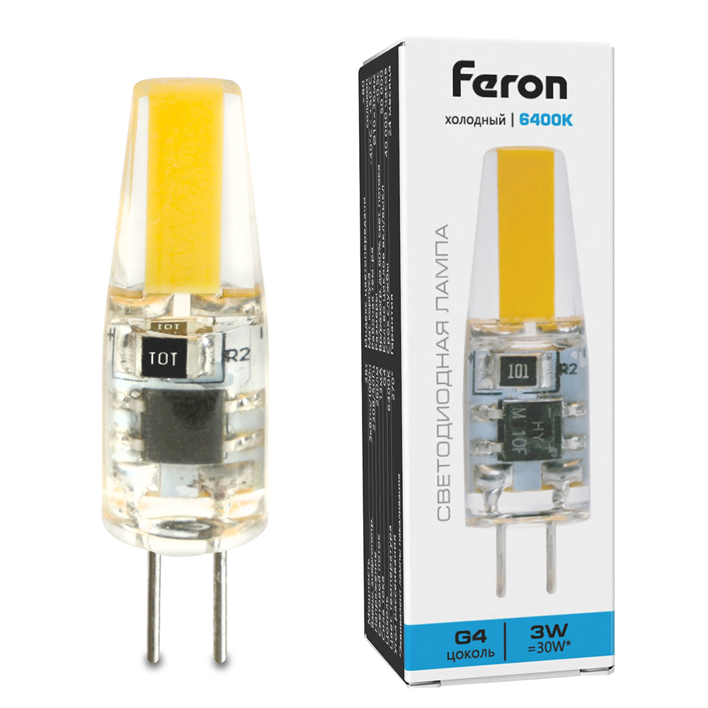 Лампа светодиодная Feron LB-423 G4 3W 230V 6400K
