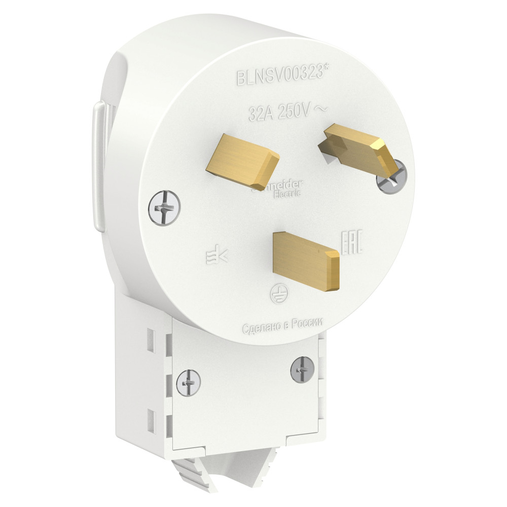 Вилка силовая с заземлением 2К+З 32А 250В белый Schneider Electric