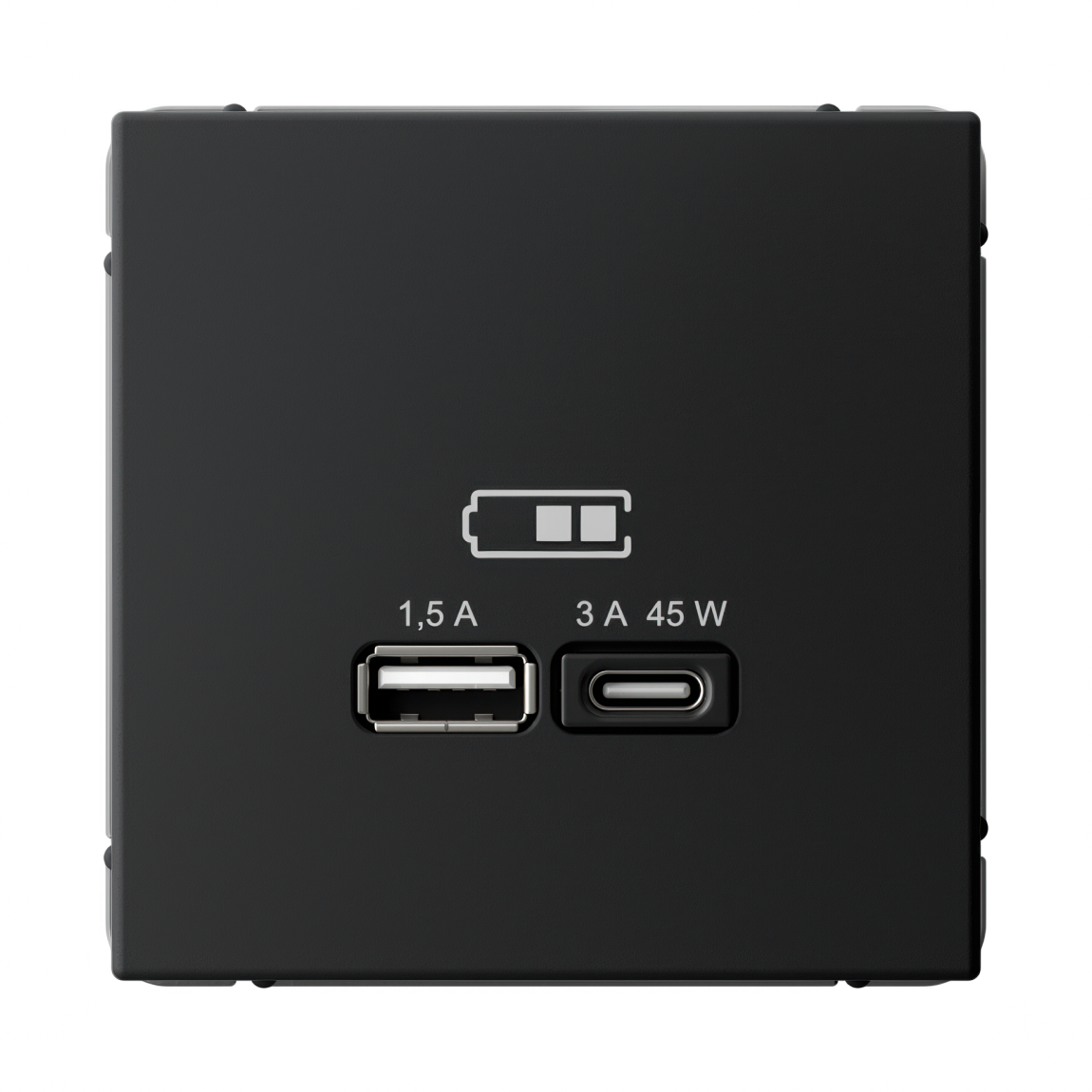  system electric artgaller розетка 2-я usb+usb type c , 45вт; 5в /1,5-3а ввысокоск. карбон gal001029