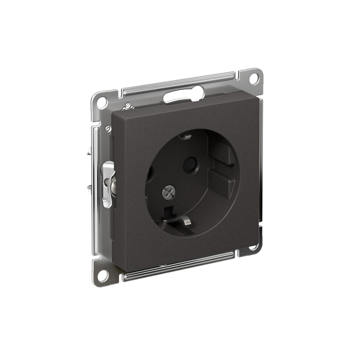 systeme electric atlasdesign розетка 1-я с заземлением со шторками базальт atn001445
