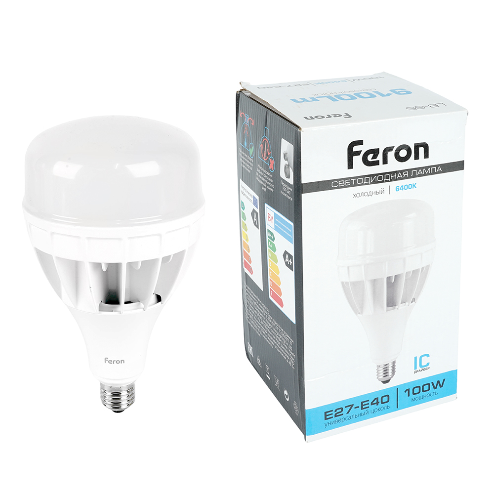 Лампа светодиодная LB-65 T140 промышленная 175-265V E27-E40 100W 4000K Feron