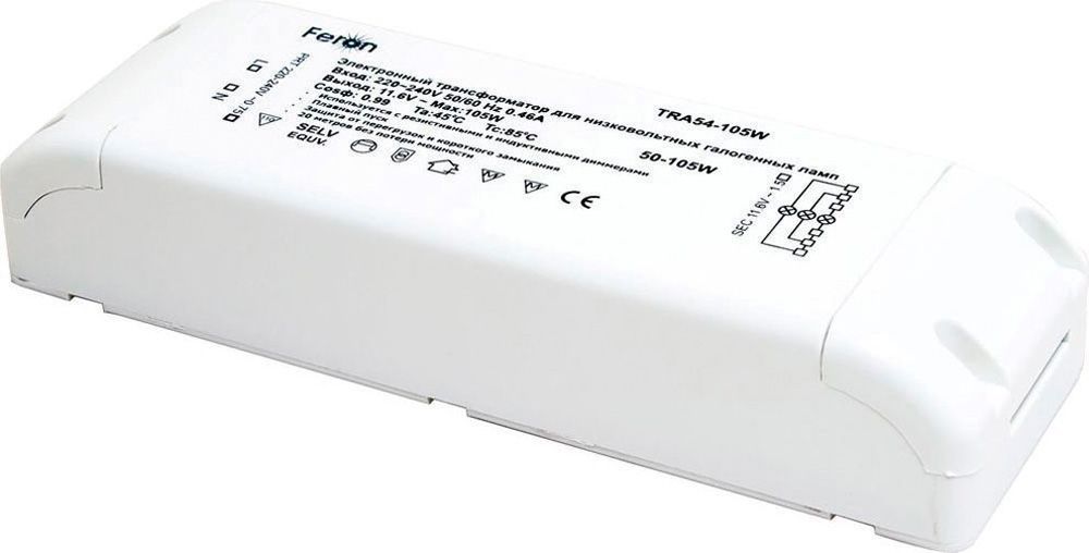 TRA54 Трансформатор электронный понижающий с защитой 230V-12V 105W Feron