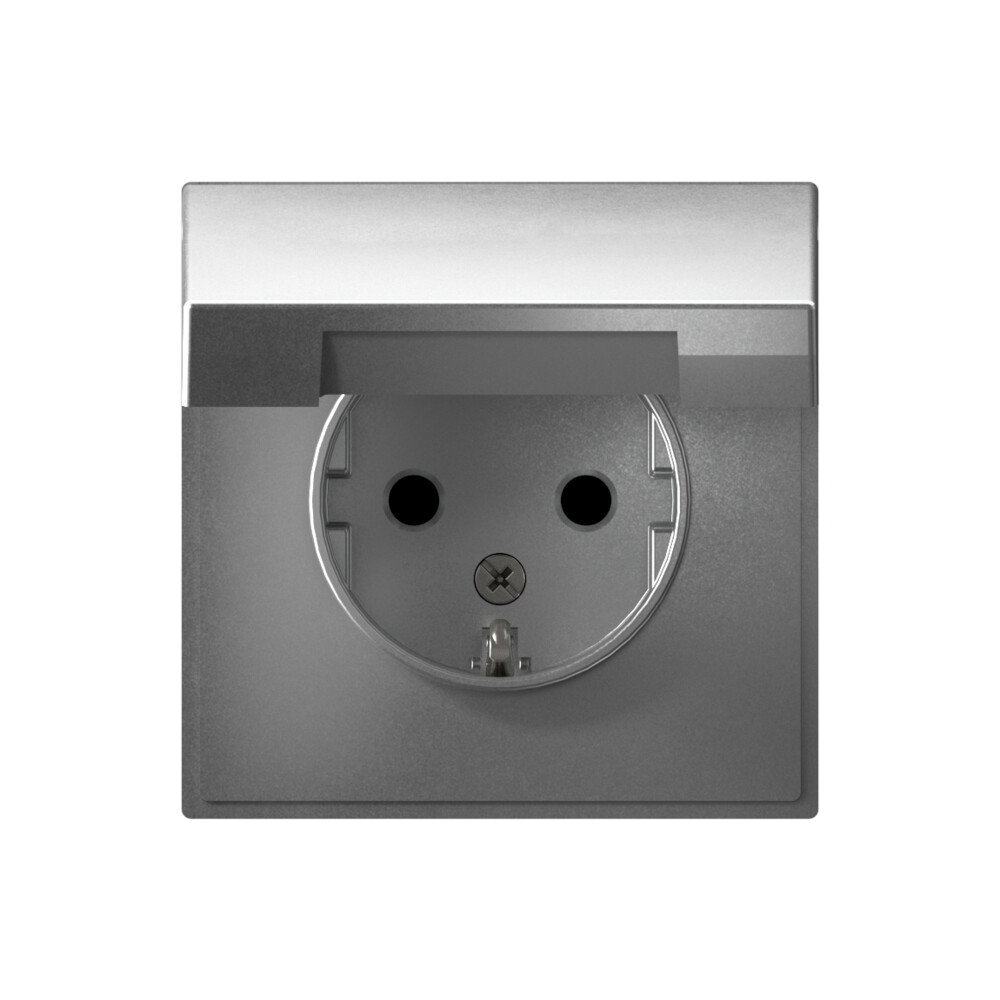 System Electric ArtGallery розетка 1-я с заземлением с крышкой, со шторками алюминий GAL000346
