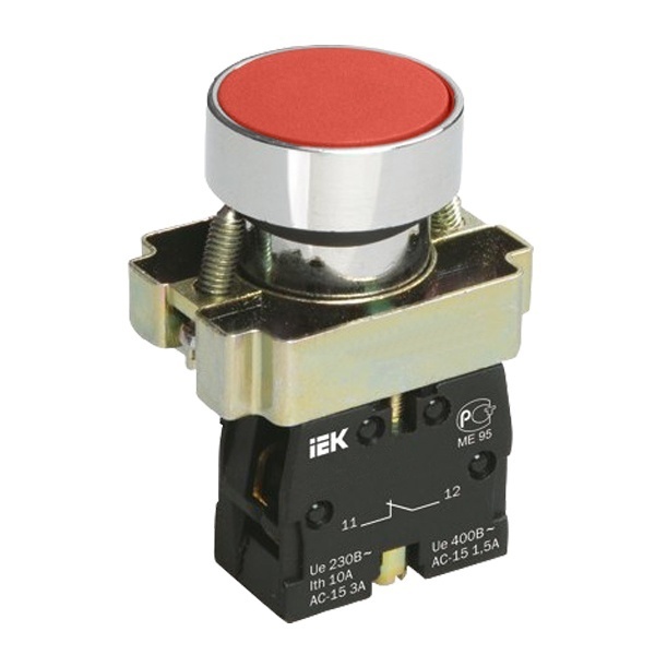 Кнопка LAY5-BA41 без подсветки красн. 1з IEK BBT60-BA-K04