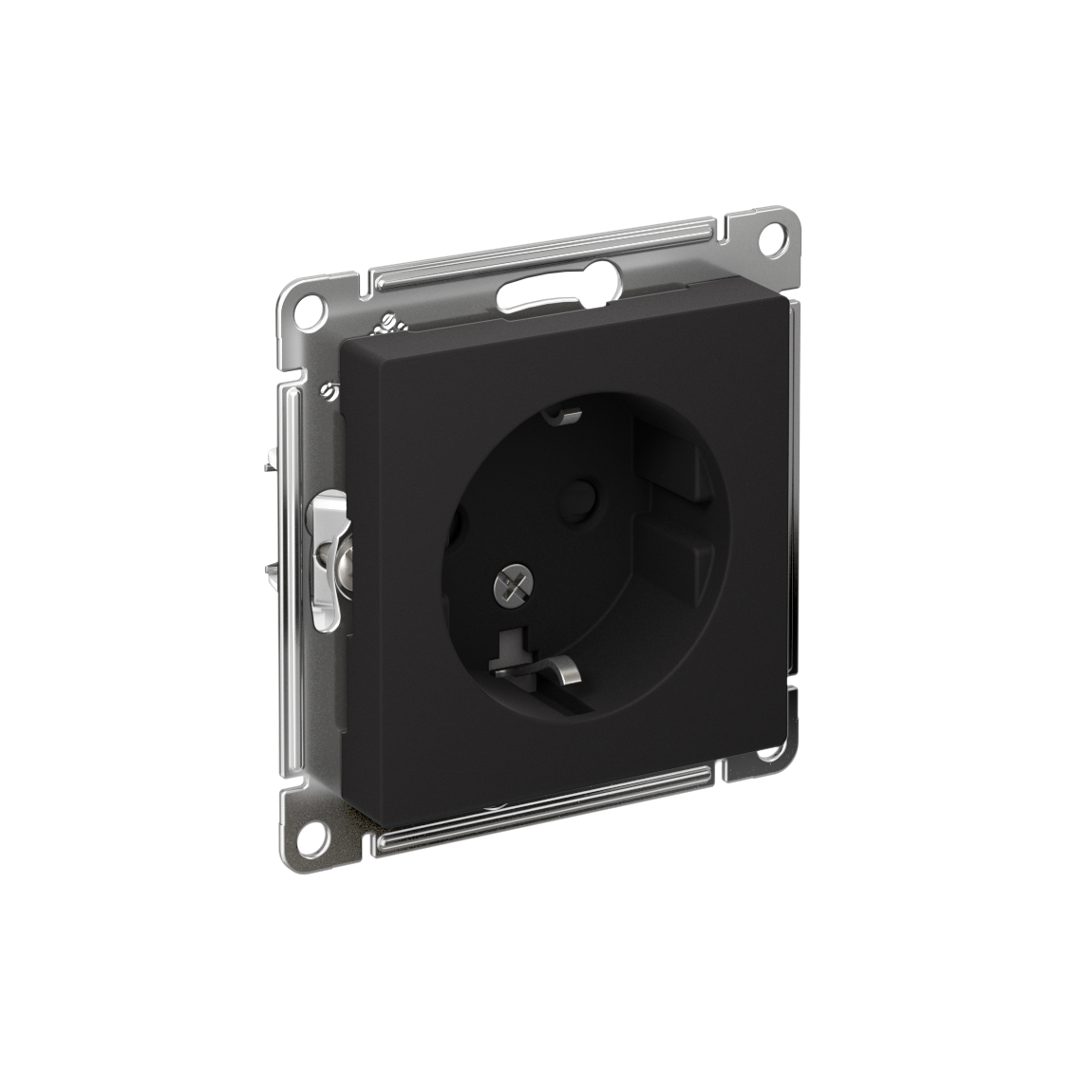 Systeme Electric ATLASDESIGN розетка 1-я с заземлением со шторками карбон