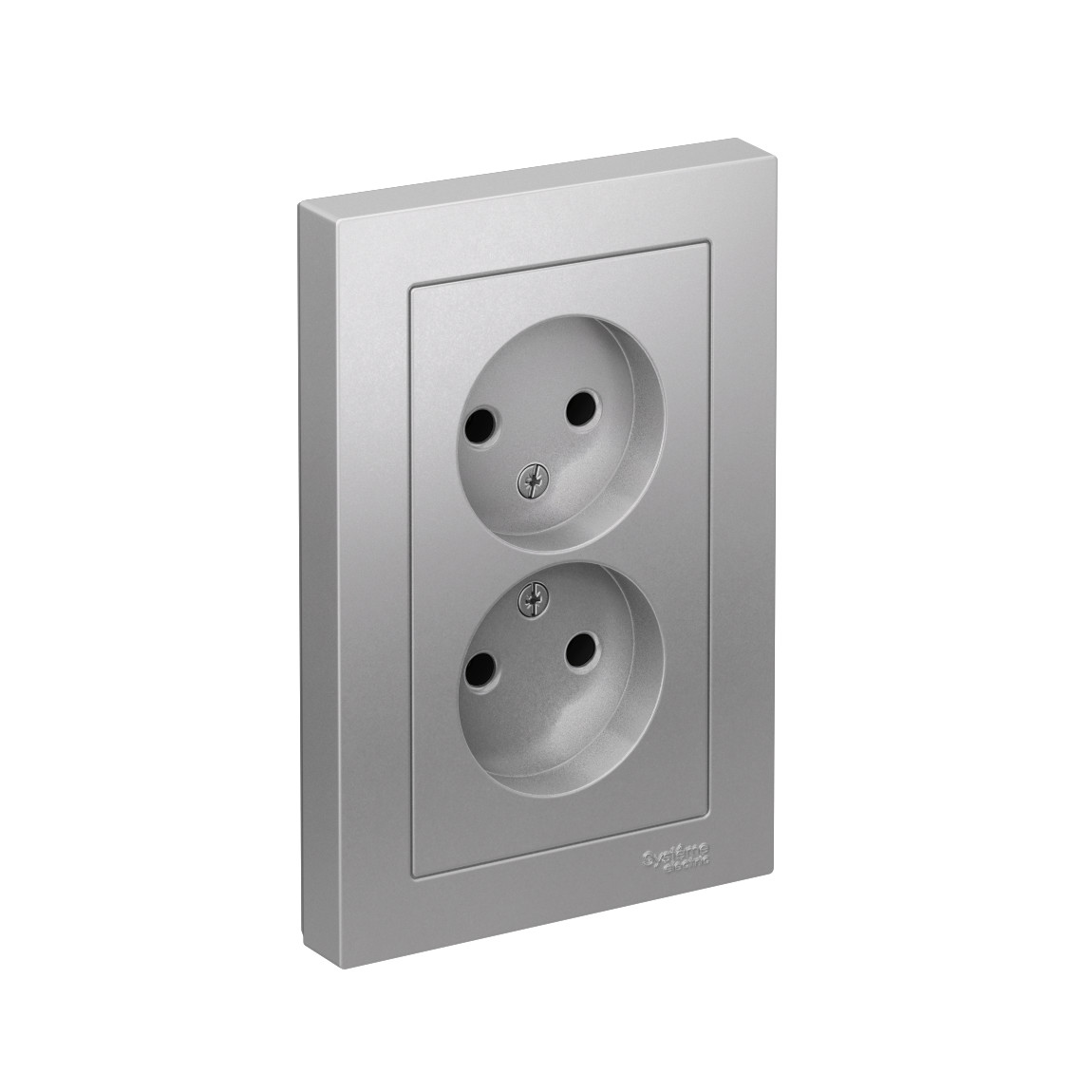 systeme electric atlasdesign, розетка 2-я без заземления алюминий atn000320