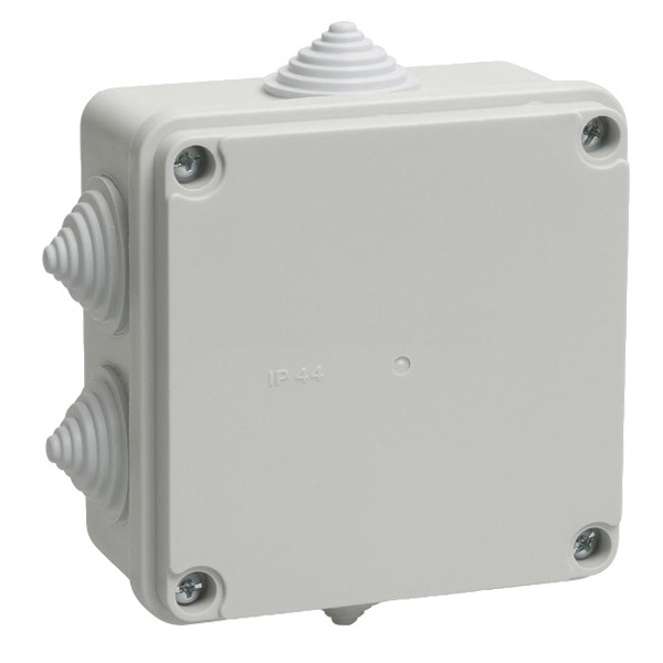 Коробка распаячная КМ41234 для открытой проводки 100х100х50мм IP55 (RAL 7035, 6 гермовводов) IEK