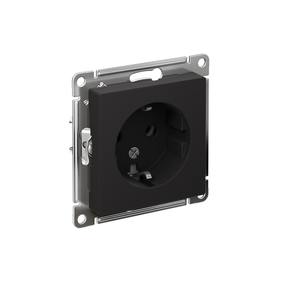 Systeme Electric ATLASDESIGN розетка 1-я с заземлением карбон ATN001043