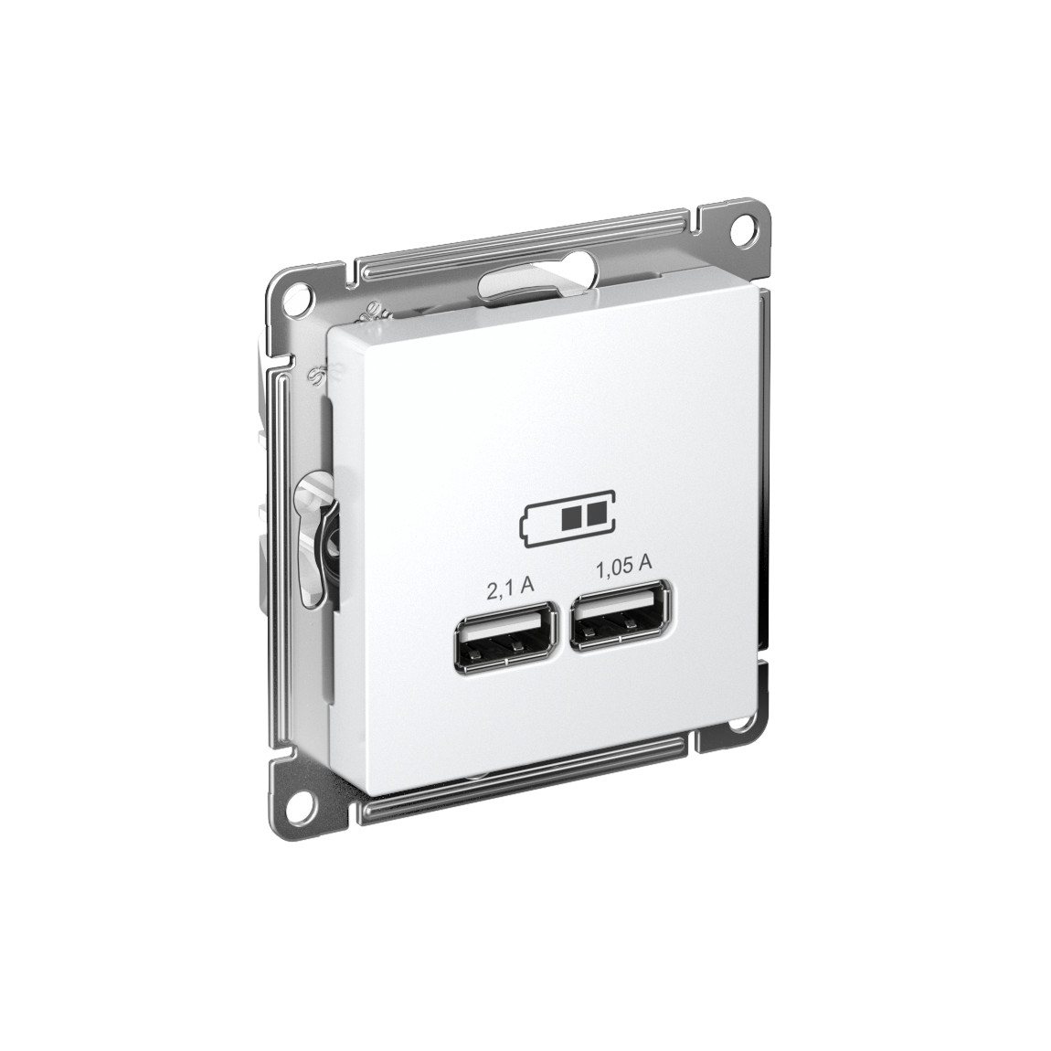 systeme electric atlasdesign, розетка usb двойная для зарядки белый atn000133