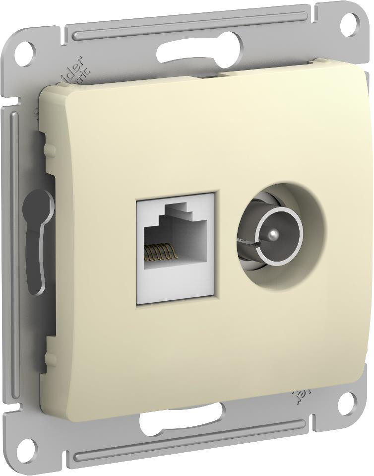 System Electric Glossa розетка двойная ТВ + компьютерная RJ45, кат. 5Е, механизм, бежевый