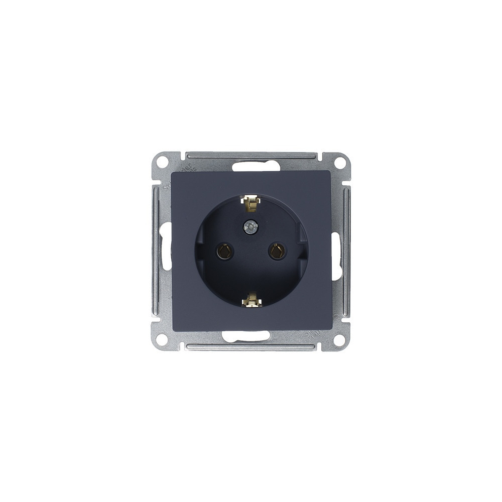 systeme electric atlasdesign, розетка 1-я с заземлением (винтовой зажим) грифель