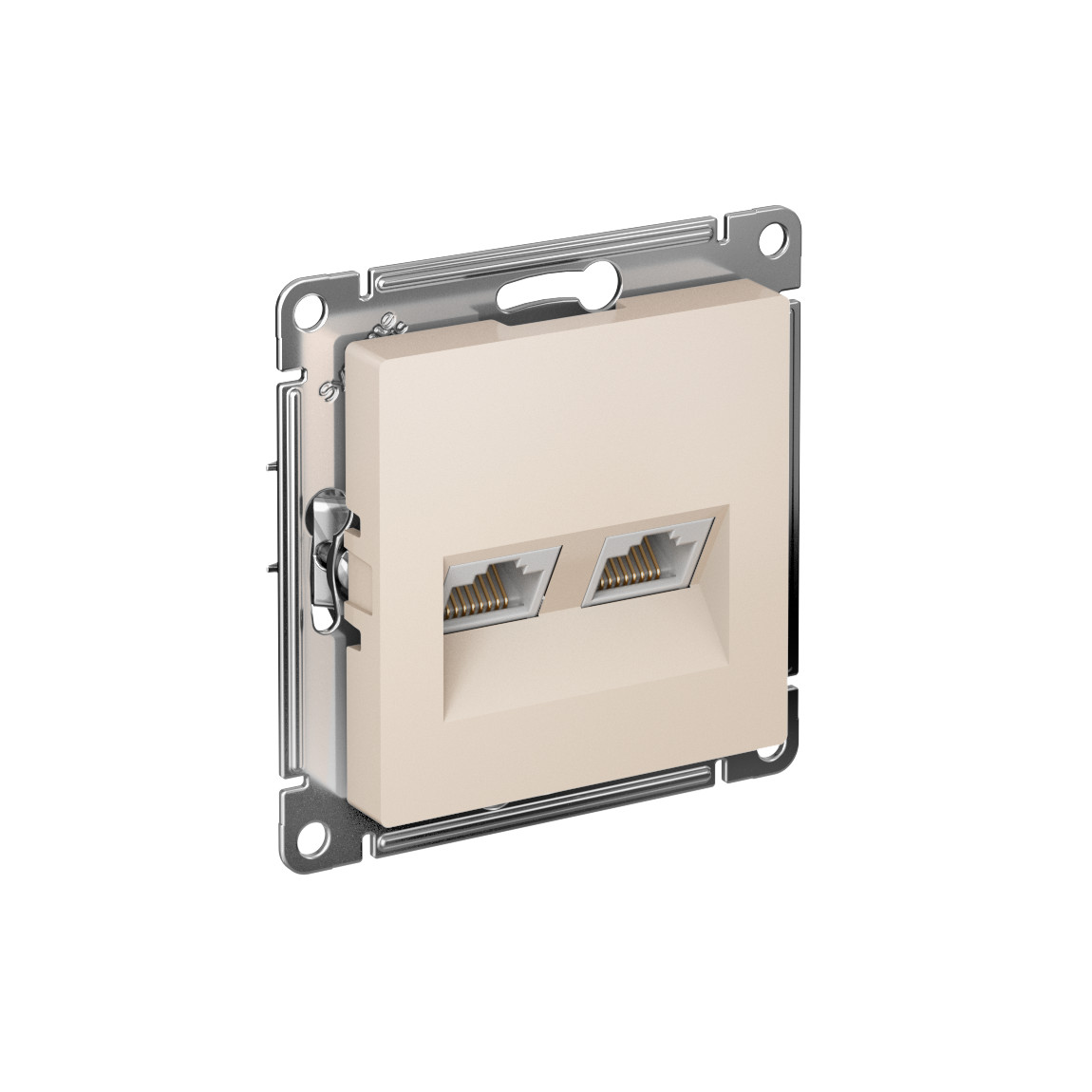 systeme electric atlasdesign, розетка двойная rj45+rj45 5е кат. бежевый atn000285