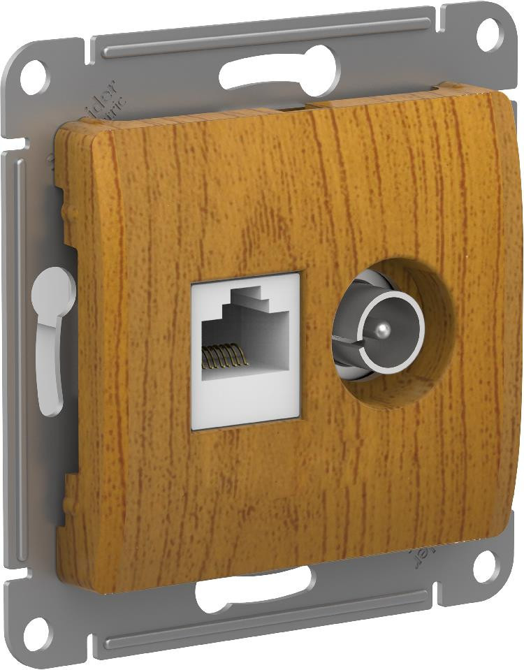 system electric glossa розетка двойная тв + компьютерная rj45, кат. 5е, механизм, дуб